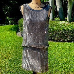 Parker sequin silver dress size M